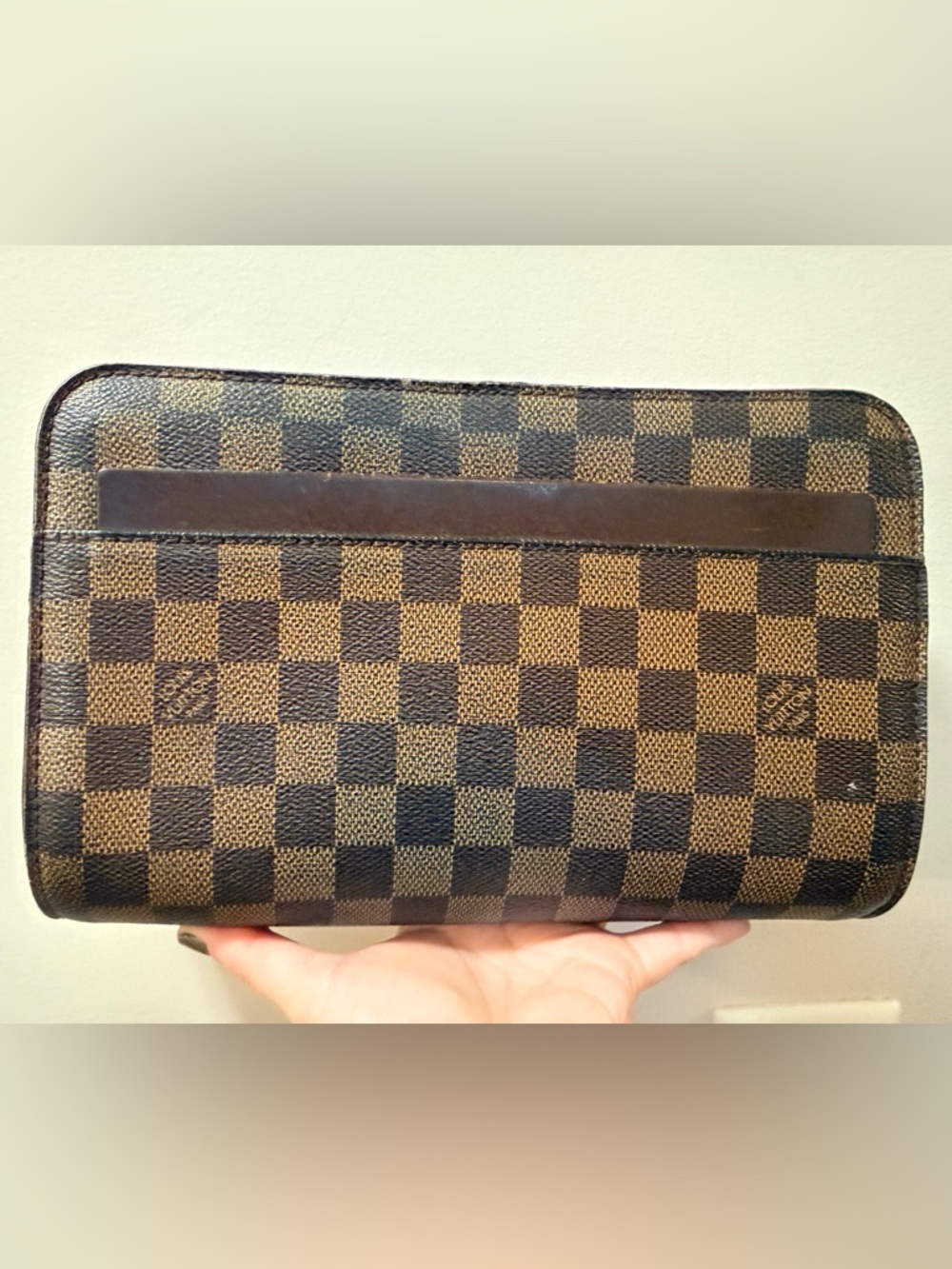 *Vintage* Authentic Louis Vuitton - Leather Damier Ebene Clutch / Wristlet w/COA